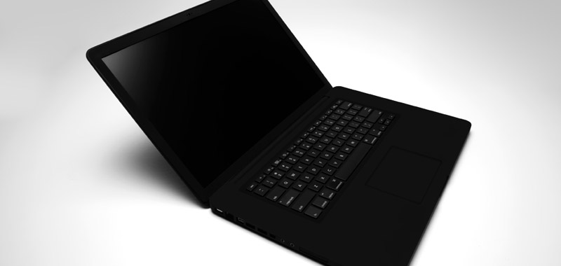 Illustration for article titled Matte Black MacBook Pro Looks Like a Deadly Stealth Ship